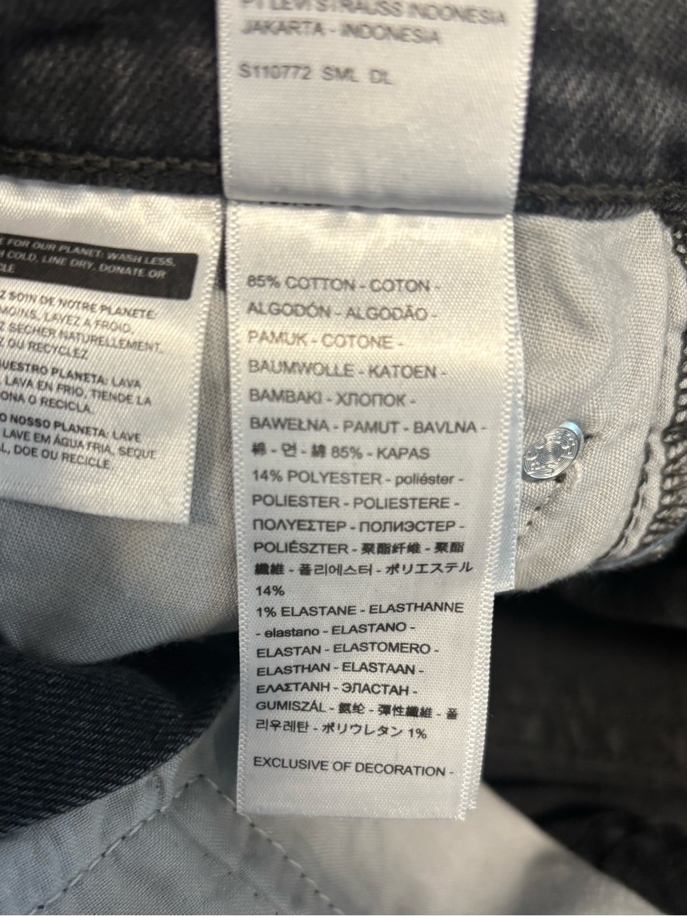 Levi’s Ribcage Straight Button Fly High Waist Black Denim Jeans Size 27 - Picture 10 of 11